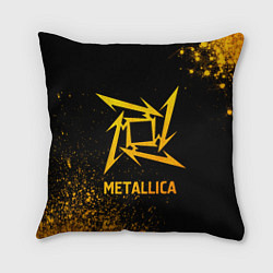 Подушка квадратная Metallica - gold gradient, цвет: 3D-принт