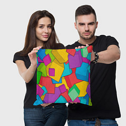 Подушка квадратная Фон из разноцветных кубиков, цвет: 3D-принт — фото 2