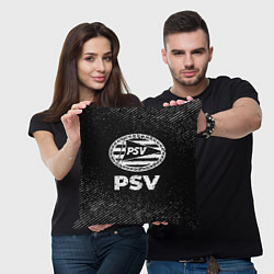 Подушка квадратная PSV с потертостями на темном фоне, цвет: 3D-принт — фото 2