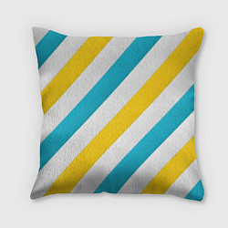 Подушка квадратная Желтые и синие полосы, цвет: 3D-принт
