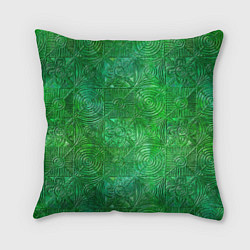 Подушка квадратная Узорчатый зеленый стеклоблок имитация