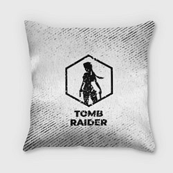 Подушка квадратная Tomb Raider с потертостями на светлом фоне