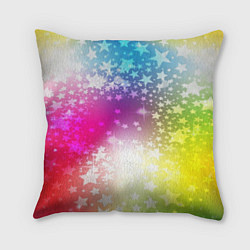 Подушка квадратная Звезды на радужном фоне, цвет: 3D-принт