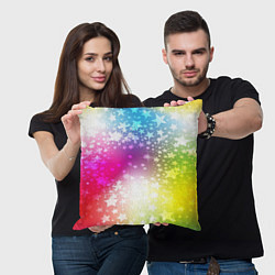 Подушка квадратная Звезды на радужном фоне, цвет: 3D-принт — фото 2