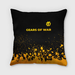 Подушка квадратная Gears of War - gold gradient: символ сверху