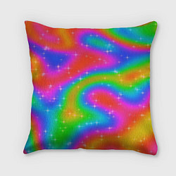 Подушка квадратная Световые блики на радужном фоне, цвет: 3D-принт