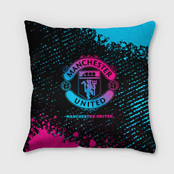 Подушка квадратная Manchester United - neon gradient