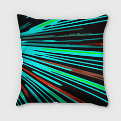 Подушка квадратная Расходящиеся неоновые лучи, цвет: 3D-принт