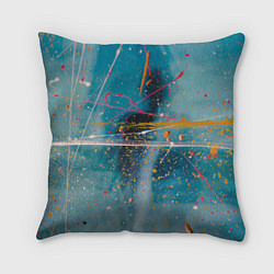 Подушка квадратная Абстрактный голубой фон, тени и краски, цвет: 3D-принт