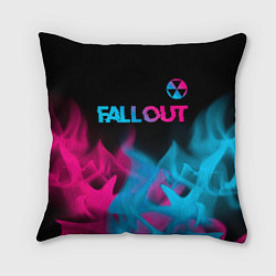 Подушка квадратная Fallout - neon gradient: символ сверху