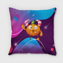 Подушка квадратная Тыква с мандаринкой, цвет: 3D-принт