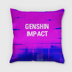 Подушка квадратная Genshin Impact glitch text effect: символ сверху