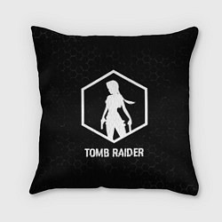Подушка квадратная Tomb Raider glitch на темном фоне