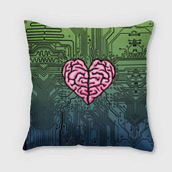 Подушка квадратная Heart brain chip, цвет: 3D-принт