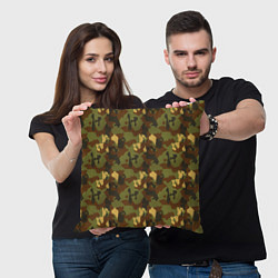Подушка квадратная Камуфляж осень плетёный, цвет: 3D-принт — фото 2