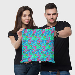 Подушка квадратная Яркая психоделика, цвет: 3D-принт — фото 2