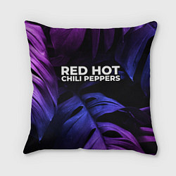 Подушка квадратная Red Hot Chili Peppers neon monstera, цвет: 3D-принт