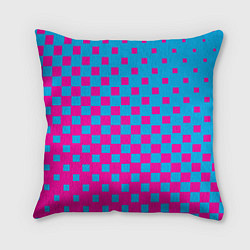 Подушка квадратная Фиолетовые и синие квадратики, цвет: 3D-принт