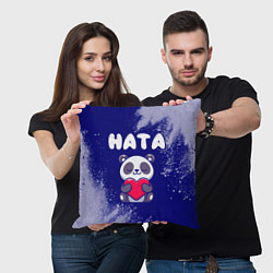 Подушка квадратная Ната панда с сердечком, цвет: 3D-принт — фото 2