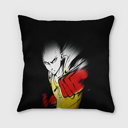 Подушка квадратная Ванпанчмен -человек с красными кулаками, цвет: 3D-принт