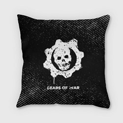 Подушка квадратная Gears of War с потертостями на темном фоне