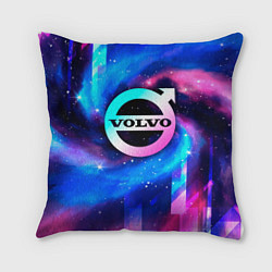 Подушка квадратная Volvo неоновый космос, цвет: 3D-принт