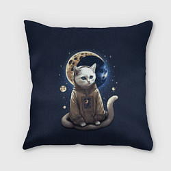 Подушка квадратная Лунный котик, цвет: 3D-принт