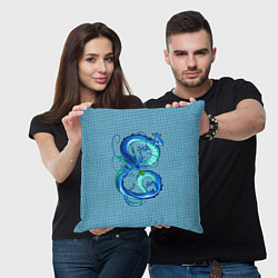Подушка квадратная Синий дракон в форме цифры 8, цвет: 3D-принт — фото 2
