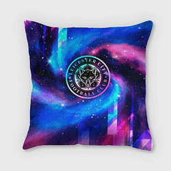 Подушка квадратная Leicester City неоновый космос, цвет: 3D-принт