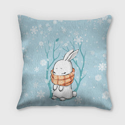 Подушка квадратная Кролик в снеженом лесу