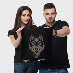 Подушка квадратная Голова серого волка, цвет: 3D-принт — фото 2
