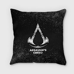 Подушка квадратная Assassins Creed с потертостями на темном фоне, цвет: 3D-принт