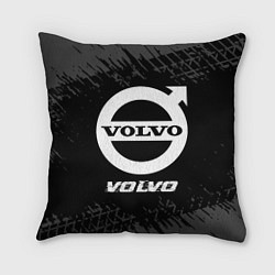 Подушка квадратная Volvo speed на темном фоне со следами шин, цвет: 3D-принт