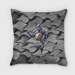 Подушка квадратная Акула - опытный аквалангист, цвет: 3D-принт