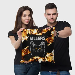 Подушка квадратная The Killers рок кот и огонь, цвет: 3D-принт — фото 2