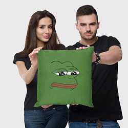 Подушка квадратная Лягушонок Pepe грустит, цвет: 3D-принт — фото 2