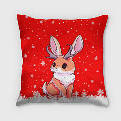 Подушка квадратная Кролик олень - кролик с рожками, цвет: 3D-принт
