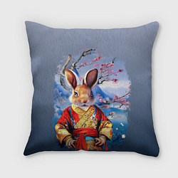 Подушка квадратная Кролик в китайском халате, цвет: 3D-принт