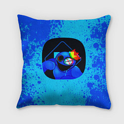 Подушка квадратная Радужные друзья: Синий глитч, цвет: 3D-принт