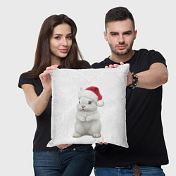 Подушка квадратная Рождественский крольчонок, цвет: 3D-принт — фото 2