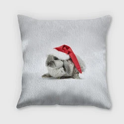 Подушка квадратная Рождественский кролик - 2023, цвет: 3D-принт
