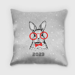 Подушка квадратная Снегопад и кролик 2023, цвет: 3D-принт