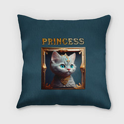 Подушка квадратная Кошечка принцесса - картина в рамке
