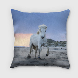 Подушка квадратная Белый конь, цвет: 3D-принт