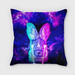 Подушка квадратная Неоновый кролик стреляет лазерами из глаз, цвет: 3D-принт