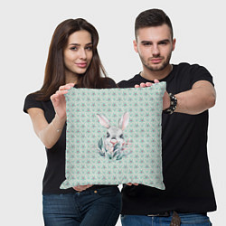Подушка квадратная Кролик в цветах, цвет: 3D-принт — фото 2