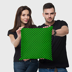 Подушка квадратная Зелёная шахматка - паттерн, цвет: 3D-принт — фото 2