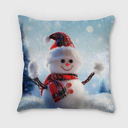 Подушка квадратная Снеговичёк, цвет: 3D-принт