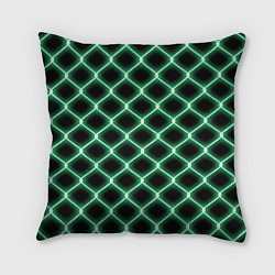 Подушка квадратная Зелёная неоновая сетка, цвет: 3D-принт