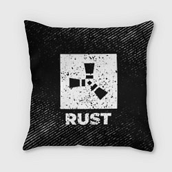Подушка квадратная Rust с потертостями на темном фоне